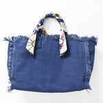 Canvas Fringe Tote Bag with Bandana Handle